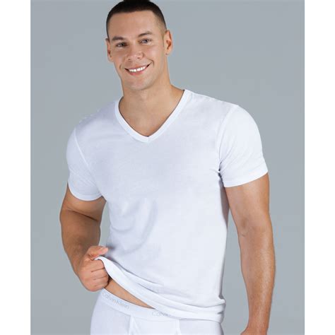 calvin klein white v neck t shirt cheap